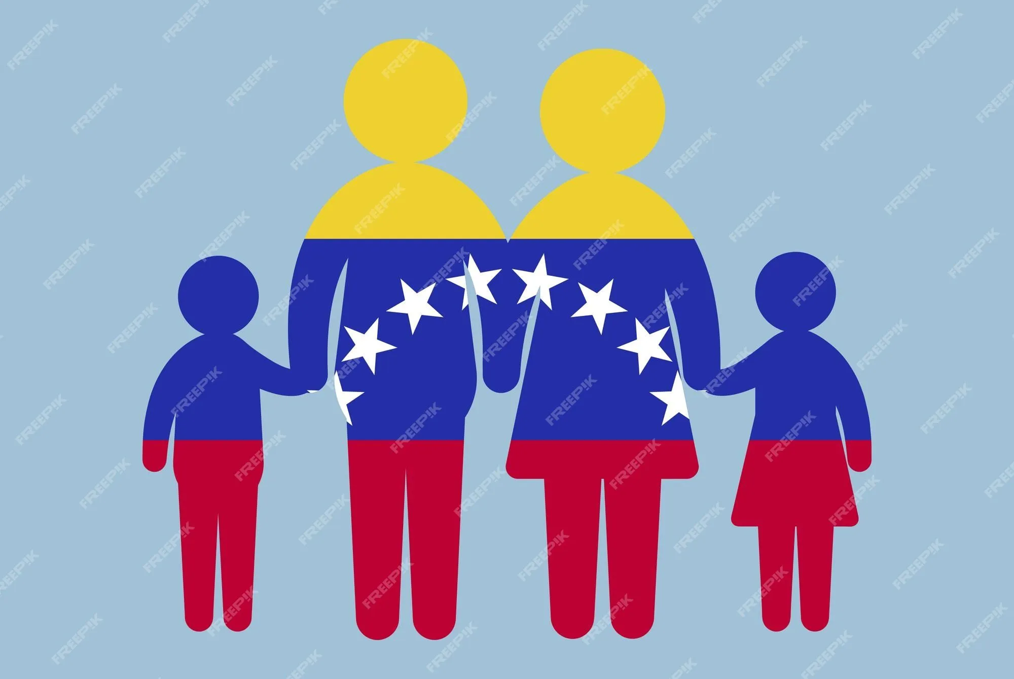 Bandeira da venezuela com conceito de família pai e filhos de mãos dadas com ideia de imigrante ativo de design plano | Vetor Premium Bandeira da venezuela com conceito de família pai e filhos de mãos dadas com ideia de imigrante ativo de design plano | Vetor Premium