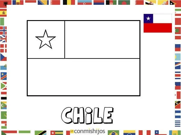 Bandera de Chile. Dibujos de banderas para pintar Bandera de Chile. Dibujos de banderas para pintar