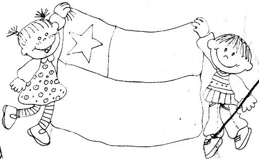 Dia de la bandera chilena para colorear - Imagui
