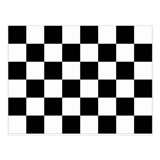 Bandera a cuadros blanco y negro el competir con postal | Zazzle