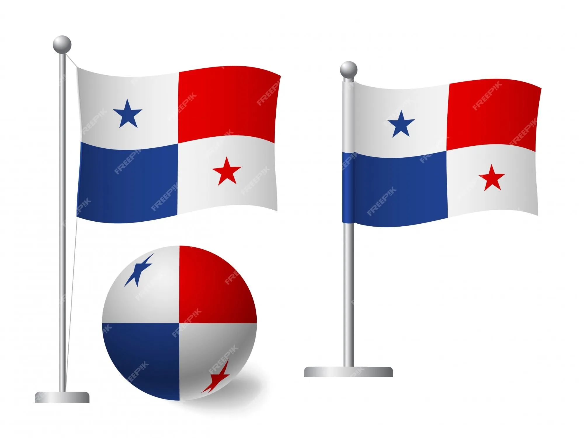 Bandera de panamá en el icono de polo y bola | Vector Premium Bandera de panamá en el icono de polo y bola | Vector Premium