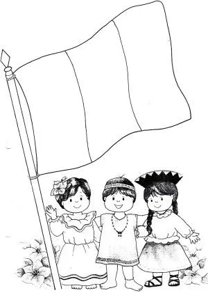 Bandera del Peru para colorear