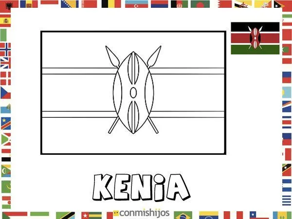 Bandera de Kenia. Dibujos de banderas para pintar Bandera de Kenia. Dibujos de banderas para pintar