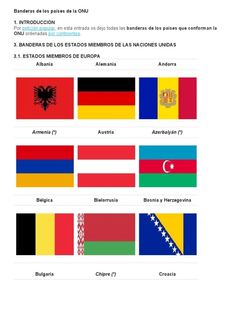 Banderas de Los Países de La ONU | PDF | África | Naciones Unidas Banderas de Los Países de La ONU | PDF | África | Naciones Unidas