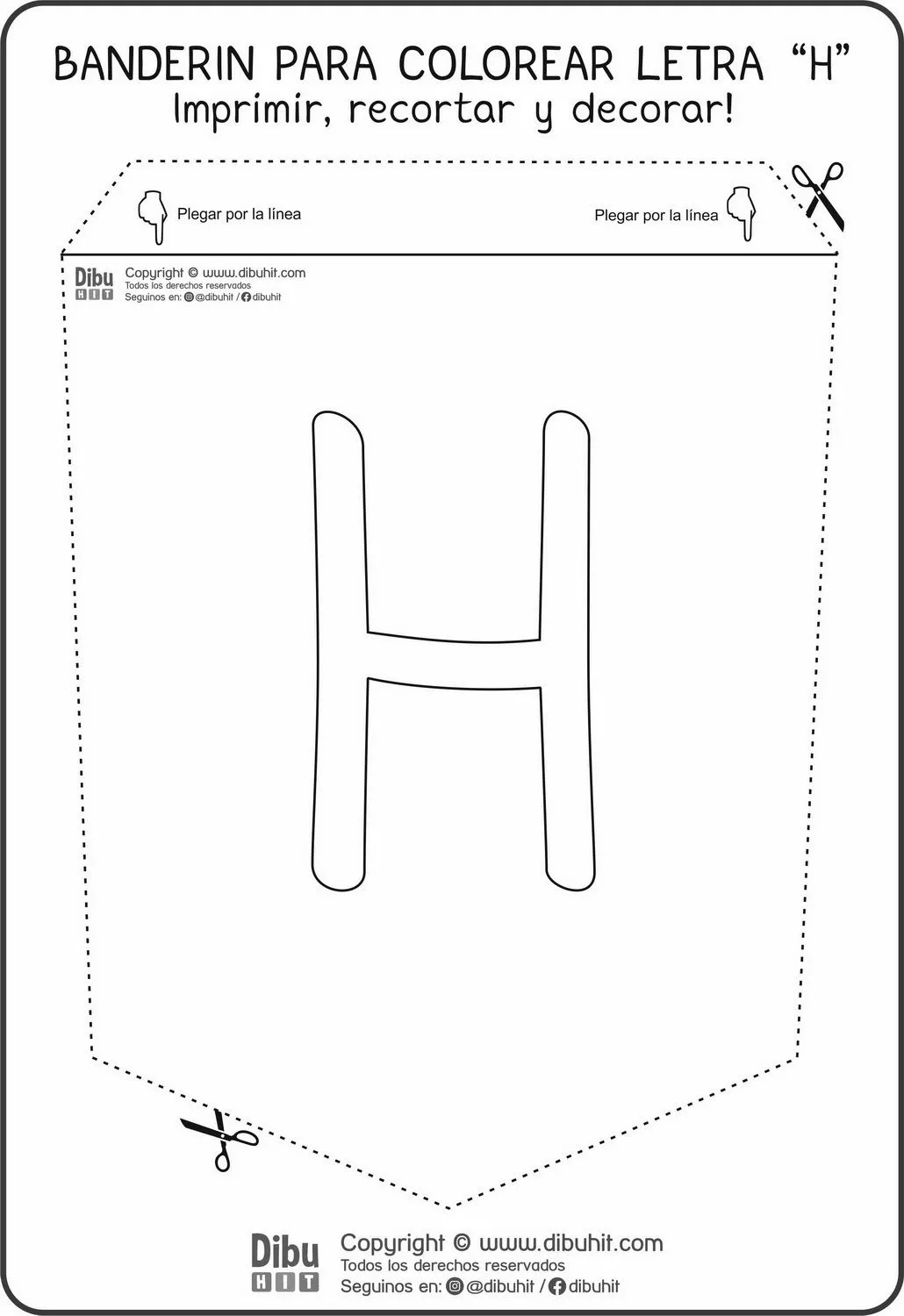 Banderín para Colorear: Letra «H» – DibuHit Banderín para Colorear: Letra «H» – DibuHit