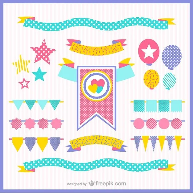 Banderines y adornos de fiesta | Descargar Vectores gratis Banderines y adornos de fiesta | Descargar Vectores gratis