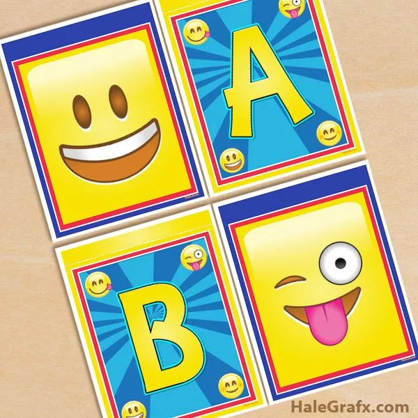 Banderines con Alfabeto Emoji para Imprimir Gratis. - Oh my Alfabetos! Banderines con Alfabeto Emoji para Imprimir Gratis. - Oh my Alfabetos!