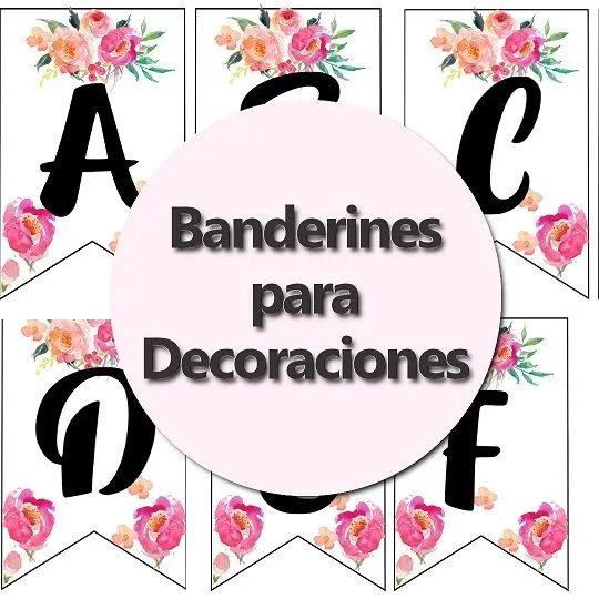 Banderines para IMPRMIR pdf con diseño de flores | Tienda Online Ponquis Banderines para IMPRMIR pdf con diseño de flores | Tienda Online Ponquis