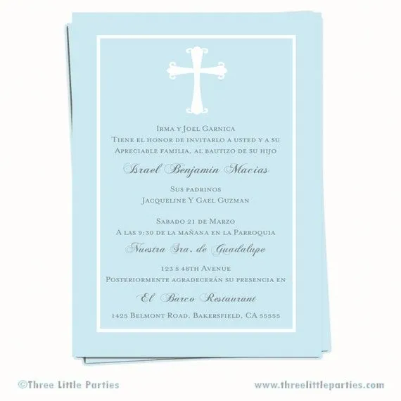 Baptism Invitation Invitacion de Bautizo en by ThreeLittleParties Baptism Invitation Invitacion de Bautizo en by ThreeLittleParties
