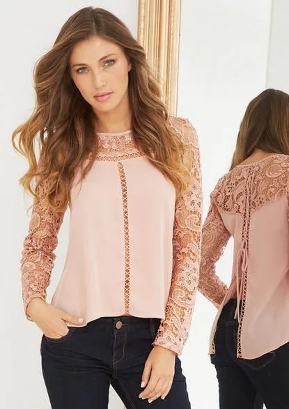 Barato Venda quente 2015 moda lace oco out mulheres blusas moda ... Barato Venda quente 2015 moda lace oco out mulheres blusas moda ...