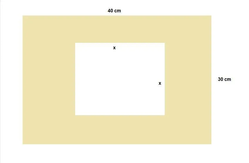 bárbara tiene una cartulina que mide 40cm por 30cm y desea decorar los  márgenes de tal forma que quede un - Brainly.lat