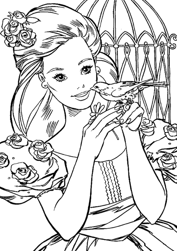 La Barbie con pájaro para colorear ~ Dibujos para Colorear Infantil La Barbie con pájaro para colorear ~ Dibujos para Colorear Infantil