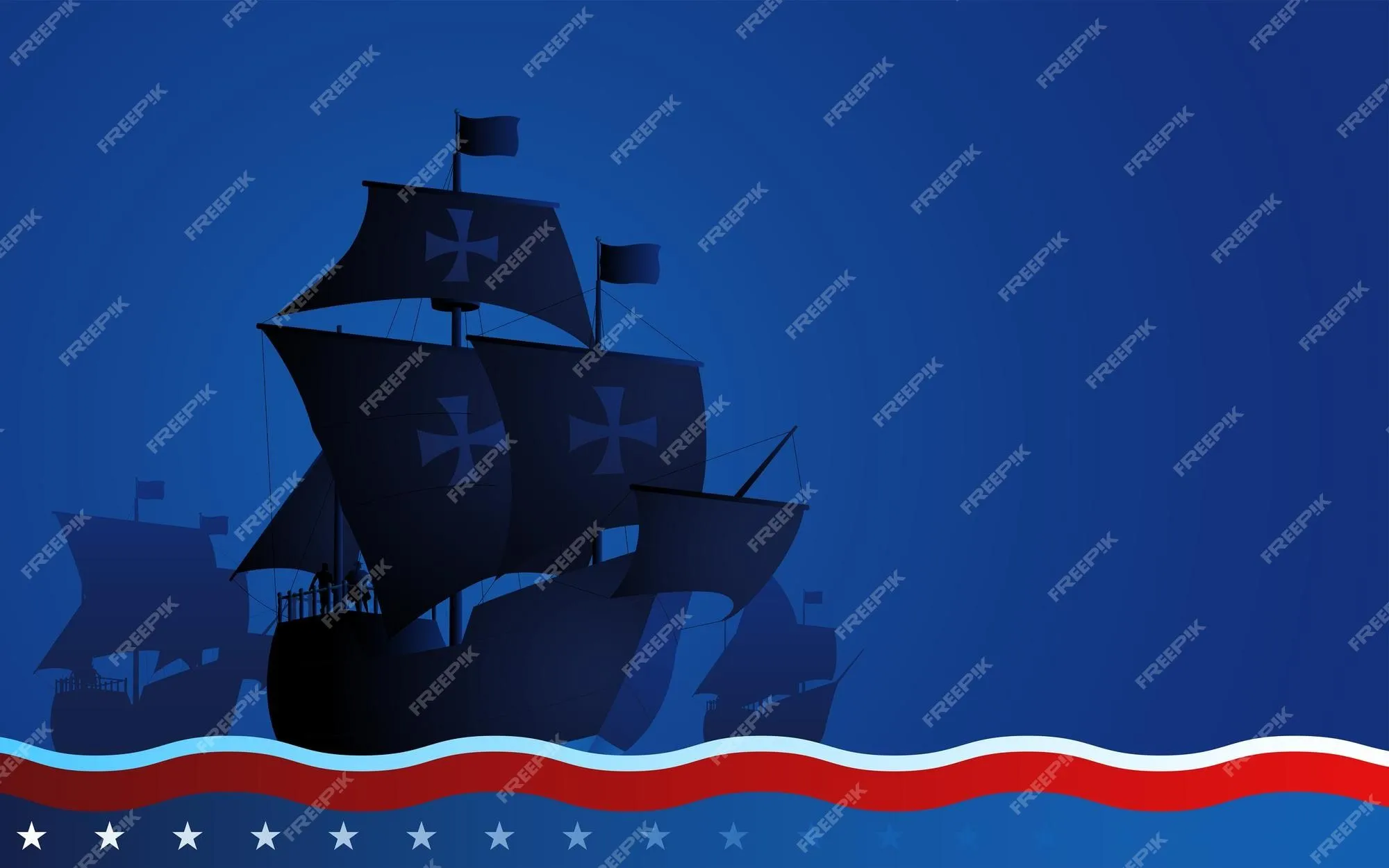 El barco de colón la santa maría pinta y nina navegando a través del vasto océano sobre fondo azul simboliza la exploración histórica y el espíritu de descubrir un nuevo mundo | El barco de colón la santa maría pinta y nina navegando a través del vasto océano sobre fondo azul simboliza la exploración histórica y el espíritu de descubrir un nuevo mundo |