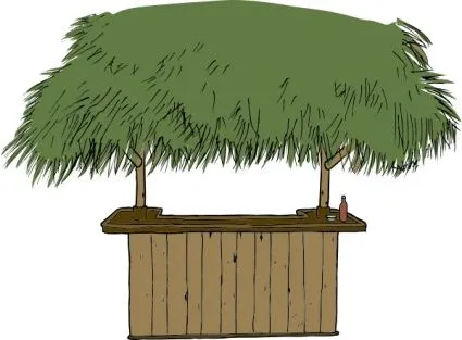 Barra de dibujos animados de arboles de ramas choza Tiki Sur ... Barra de dibujos animados de arboles de ramas choza Tiki Sur ...