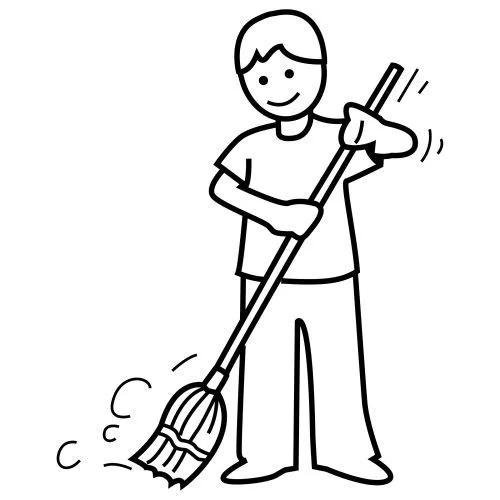 Niño barriendo para colorear - Imagui