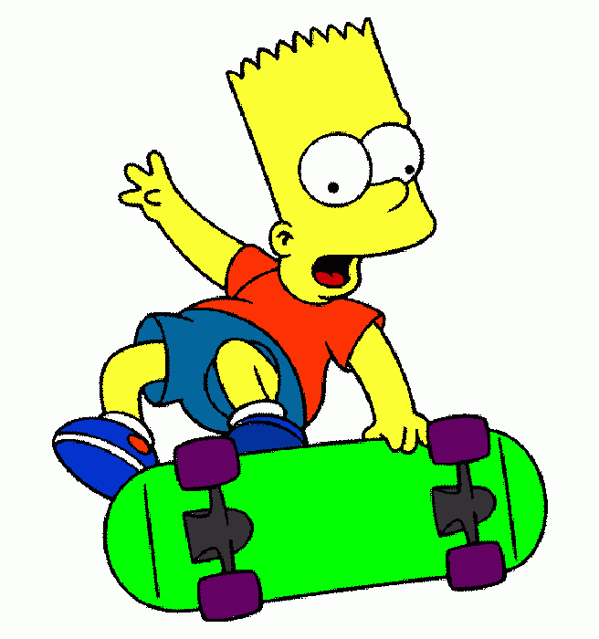 Bart en patinet para colorear, Bart en patinet para imprimir