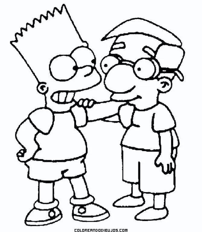 Bart Simpson y Milhouse para colorear