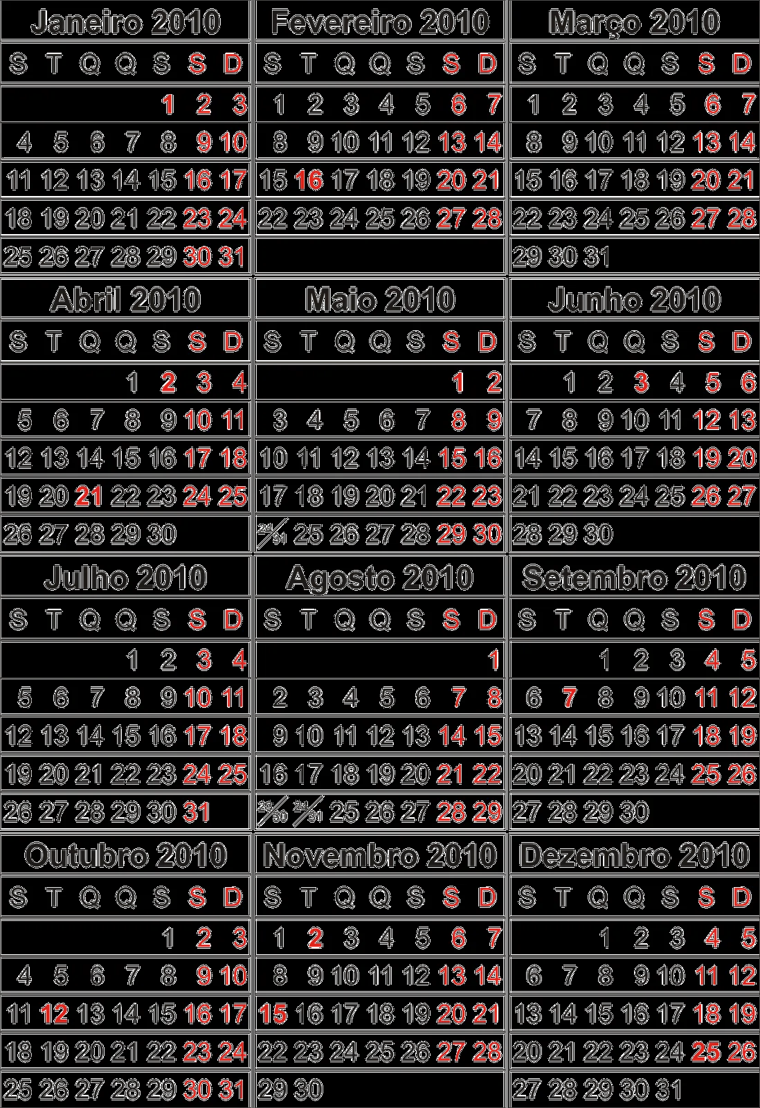 Bases de Calendário 2010 a 2014 com feriados nacionais (PNG ... Bases de Calendário 2010 a 2014 com feriados nacionais (PNG ...