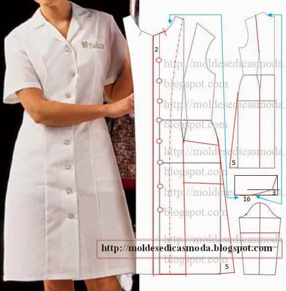 BATA DE TRABALHO - Moldes Moda por Medida