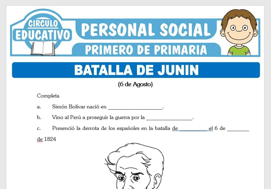 Batalla de Junin para Primero de Primaria – Fichas GRATIS Batalla de Junin para Primero de Primaria – Fichas GRATIS