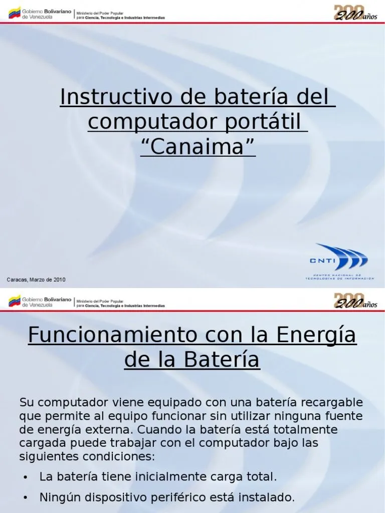 Bateria Canaima Educativo | PDF | Batería (electricidad) | Diodo emisor de  luz