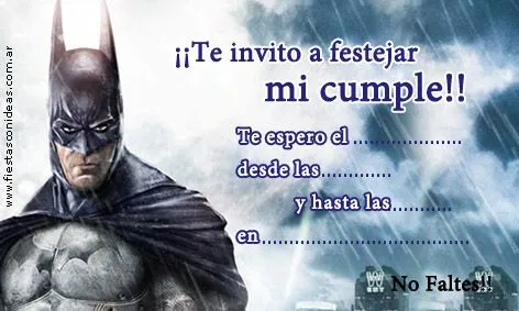 Invitaciones de cumpleaños de Batman para imprimir - Fiestas ...