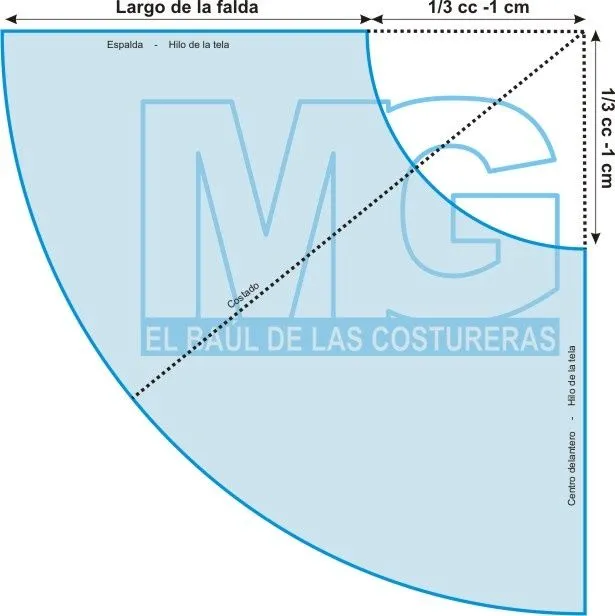 EL BAÚL DE LAS COSTURERAS: Trazado falda media campana | Moldes ...