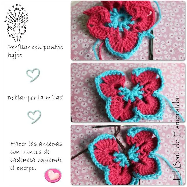 El baúl de Esmeralda ♥♥♥: TUTORIAL: Mariposa de ganchillo El baúl de Esmeralda ♥♥♥: TUTORIAL: Mariposa de ganchillo
