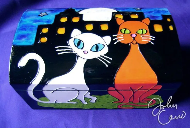 Baúl Gatitos. Una tierna y romantica pareja de gatos en la noche ... Baúl Gatitos. Una tierna y romantica pareja de gatos en la noche ...
