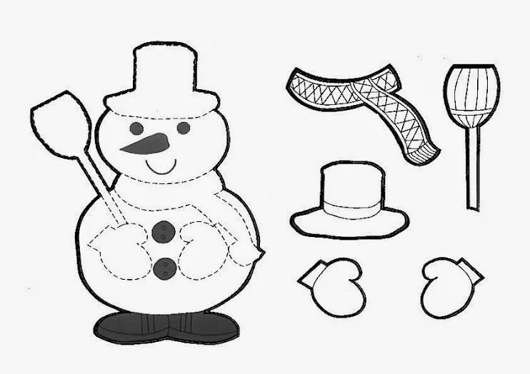 BAÚL DE NAVIDAD: Muñecos de nieve infantiles para colorear y recortar BAÚL DE NAVIDAD: Muñecos de nieve infantiles para colorear y recortar