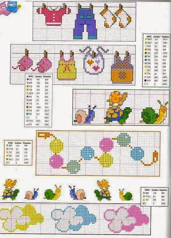 Baúl de Punto de Cruz: Motivos infantiles para baberos Baúl de Punto de Cruz: Motivos infantiles para baberos