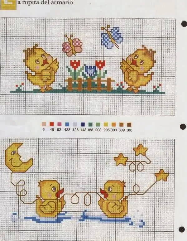 Baúl de Punto de Cruz: Motivos infantiles para baberos Baúl de Punto de Cruz: Motivos infantiles para baberos