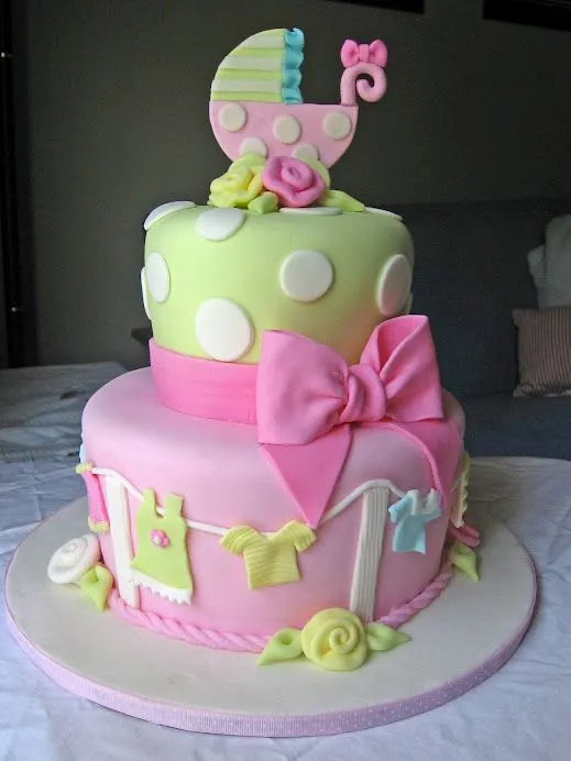 Pastel para baby shower niña fondant - Imagui