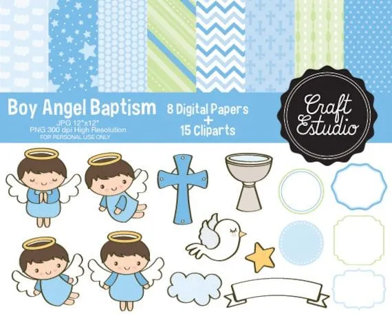 Bautizo Angel Papel Digital Instant por CraftEstudioDigital en Etsy