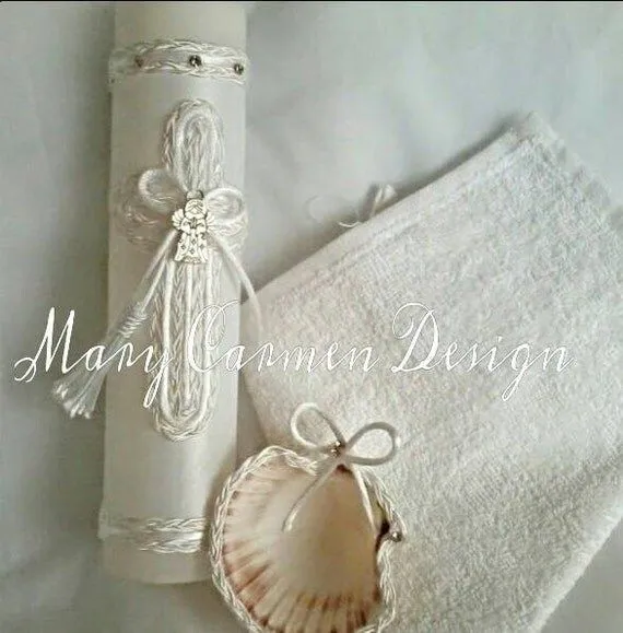 Bautizo set vela redonda concha natural fe de por FANNYCARMENDESIGN