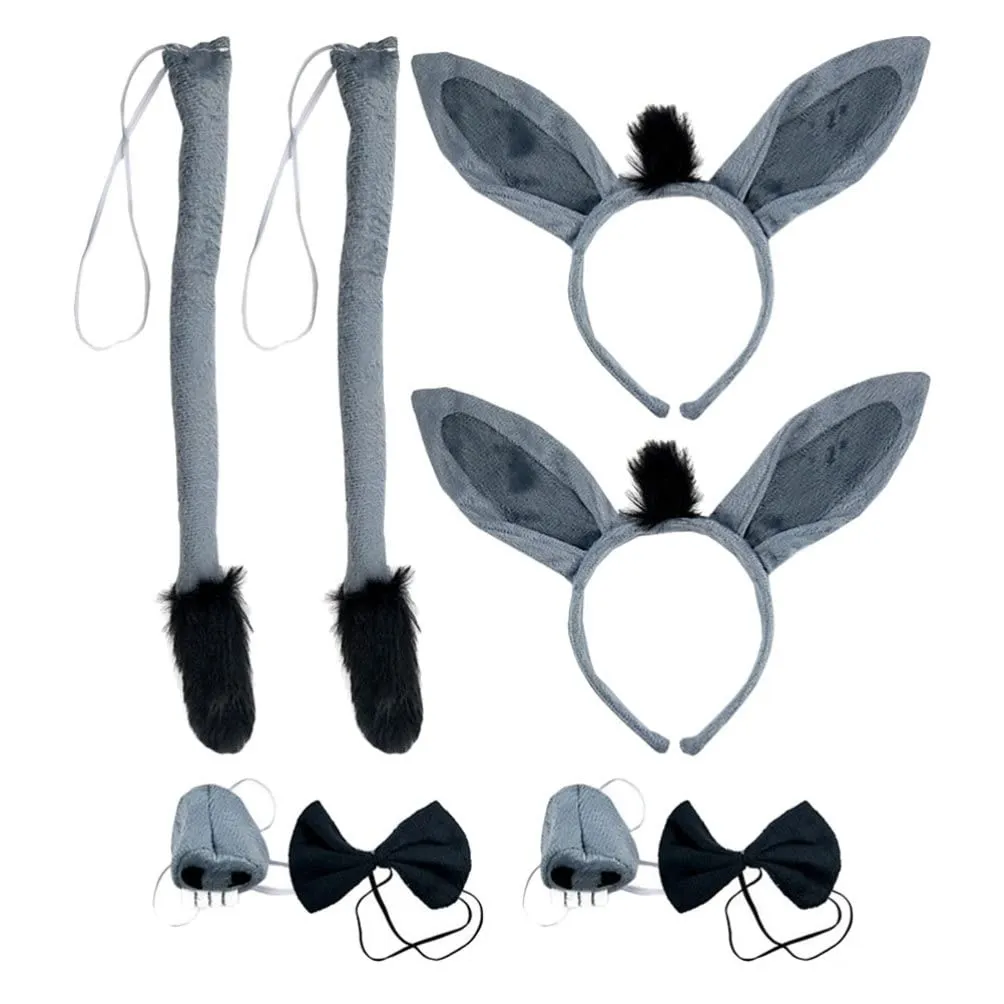 Beavorty 2 Juegos de Accesorios de Disfraz de Burro Orejas de Burro de Dibujos Animados Diadema Cola de Nariz Y Corbatín Kit de Disfraz de Animal para Cumpleaños Navidad Halloween Fiesta : Beavorty 2 Juegos de Accesorios de Disfraz de Burro Orejas de Burro de Dibujos Animados Diadema Cola de Nariz Y Corbatín Kit de Disfraz de Animal para Cumpleaños Navidad Halloween Fiesta :