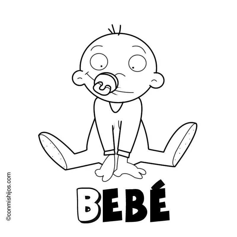 Bebé con chupete. Dibujos para colorear