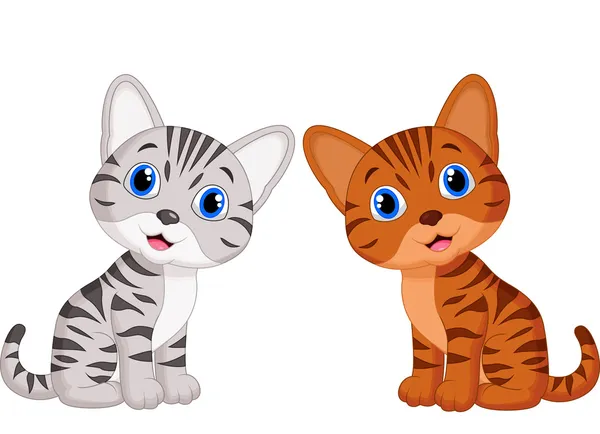 Dos bebé gato de dibujos animados lindo — Vector stock © tigatelu ... Dos bebé gato de dibujos animados lindo — Vector stock © tigatelu ...