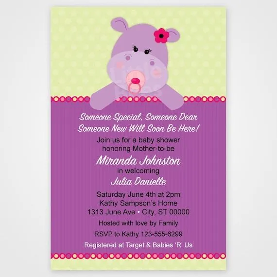 Bebé hipopótamo imprimibles Baby Shower o por LittleBeesGraphics