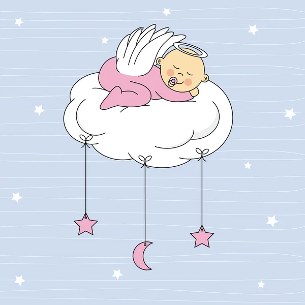 Bebé niño vestido Ángel durmiendo en una nube — Vector stock ...