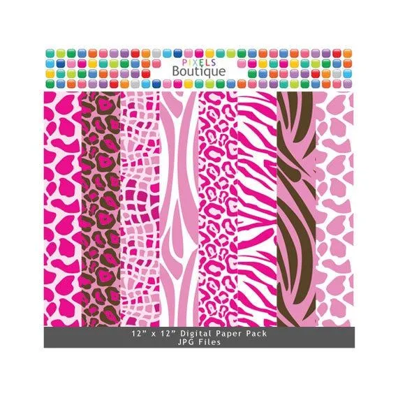 Bebé Rosa Animal Print Digital paquete de papel por PixelsBoutique Bebé Rosa Animal Print Digital paquete de papel por PixelsBoutique