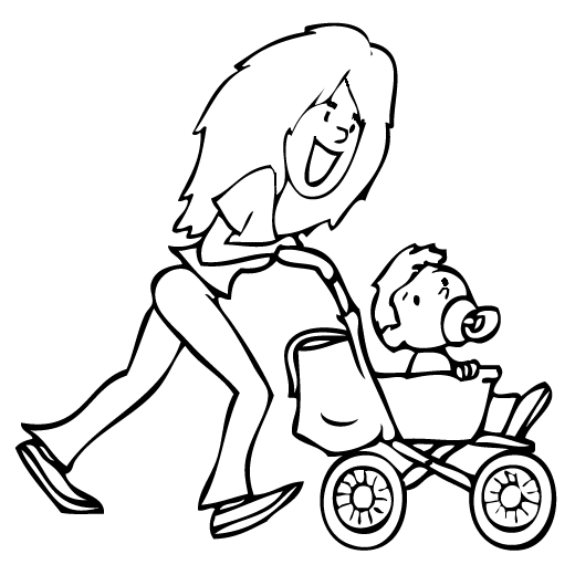 Pinto Dibujos: Niñera con bebe en carriola para colorear Pinto Dibujos: Niñera con bebe en carriola para colorear