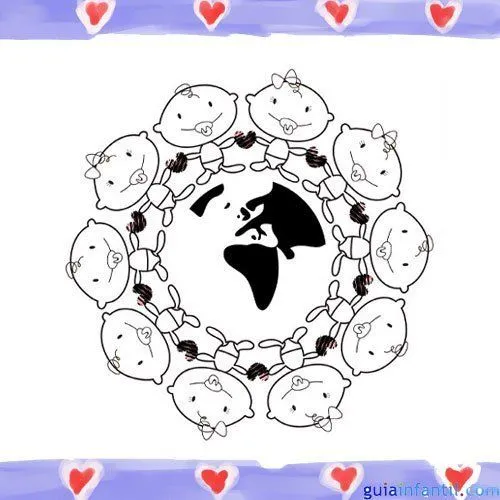 Bebés unidos del mundo. Dibujos para pintar con niños Bebés unidos del mundo. Dibujos para pintar con niños