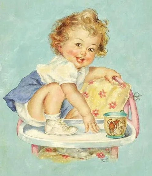 Bebita subida en la trona | ilustraciones bebes | Pinterest | Html