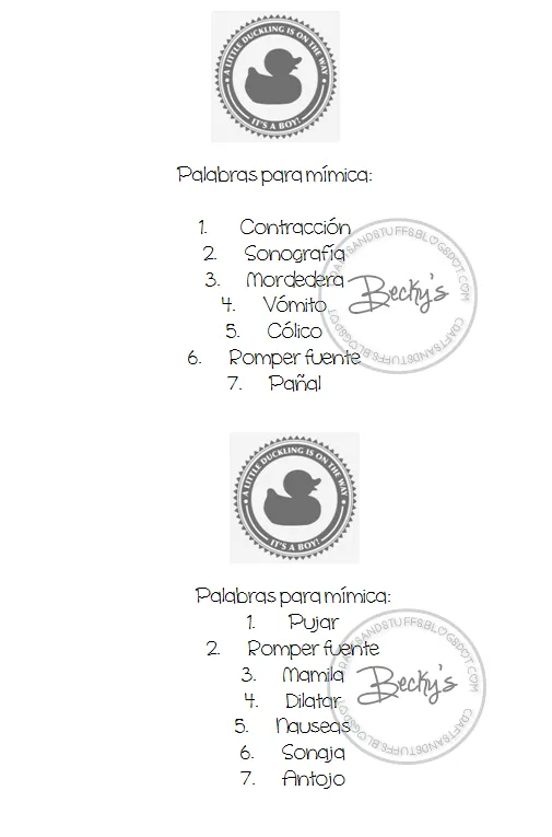 Beck's Crafts&Stuffs: Los Mejores Juegos Para Baby Shower