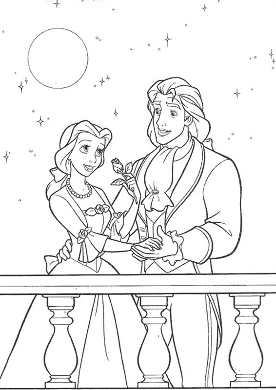 La Bella y la Bestia, Princesas Disney, Bella y Bestia para Colorear