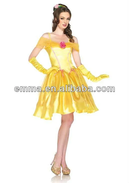 La bella y la bestia Princess BELLE satén del vestido de adultos ...