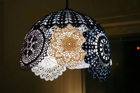Bem Arranjado: Luminária pendente com cúpula feita em crochê Bem Arranjado: Luminária pendente com cúpula feita em crochê