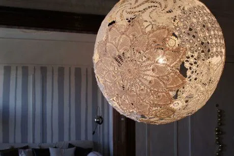 Bem Arranjado: Luminária pendente com cúpula feita em crochê Bem Arranjado: Luminária pendente com cúpula feita em crochê