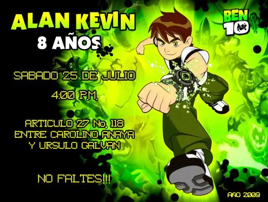 BEN 10 | Diseñarte Invitaciones